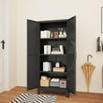thumbnail image 4 of Metal Storage Cabinet with Doors and Shelves, 61.02" Tall Kitchen Pantry Storage Cabinet for Food, Large Freestanding Pantry Closet for Kitchen, Dining Room, Living Room (Black), 4 of 7