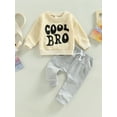 thumbnail image 2 of TSEXIEFOOFU Baby Boys Pants Set, Long Sleeve Crew Neck Letters Print Sweatshirt with Elastic Waist Sweatpants Fall Outfit, 2 of 9