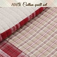 thumbnail image 3 of Cozy Line Home Fashions Ensemble de Literie Réversible en Coton 100 % Patchwork Rouge Tartan Plaid, Couvre-Lit (Plaid Classique, Grand - 3 Pcs), 3 of 4