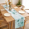 thumbnail image 3 of Turquoise Flowers Table Runner - 108 Inch Long, Kitchen Dining Table Runner Dresser Scarves, Farmhouse Gradient Floral Plants Farmhouse Decor for Coffee Tables Wedding Party Banquet, 3 of 8