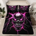 thumbnail image 2 of Castle Fairy Gothic Skull 4pcs Bed Sheets for Boys Girls,Abstract Green Lightning King Sheets,Exotic Style Super Cozy Sheet Set,Ultra Soft Home Decor, 2 of 7