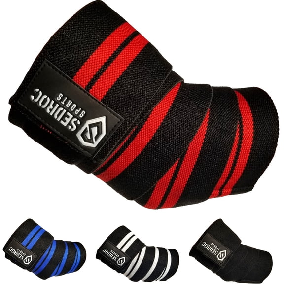 Sedroc Sports Weight Lifting Elbow Wraps Powerlifting Support Sleeves Straps - Pair