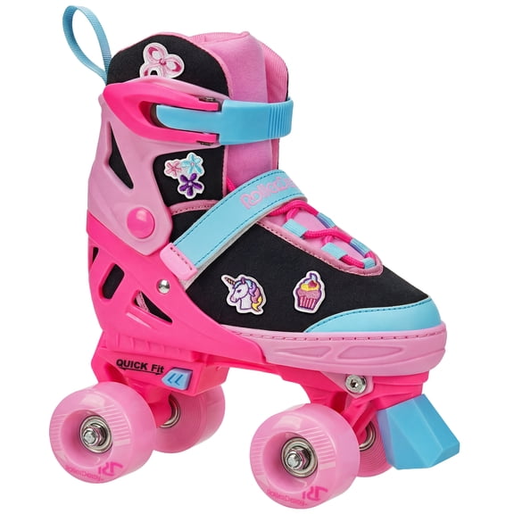 Roller Derby Girls Remix Quad Roller Skates with Patches Adjustable Sizes (3-6)
