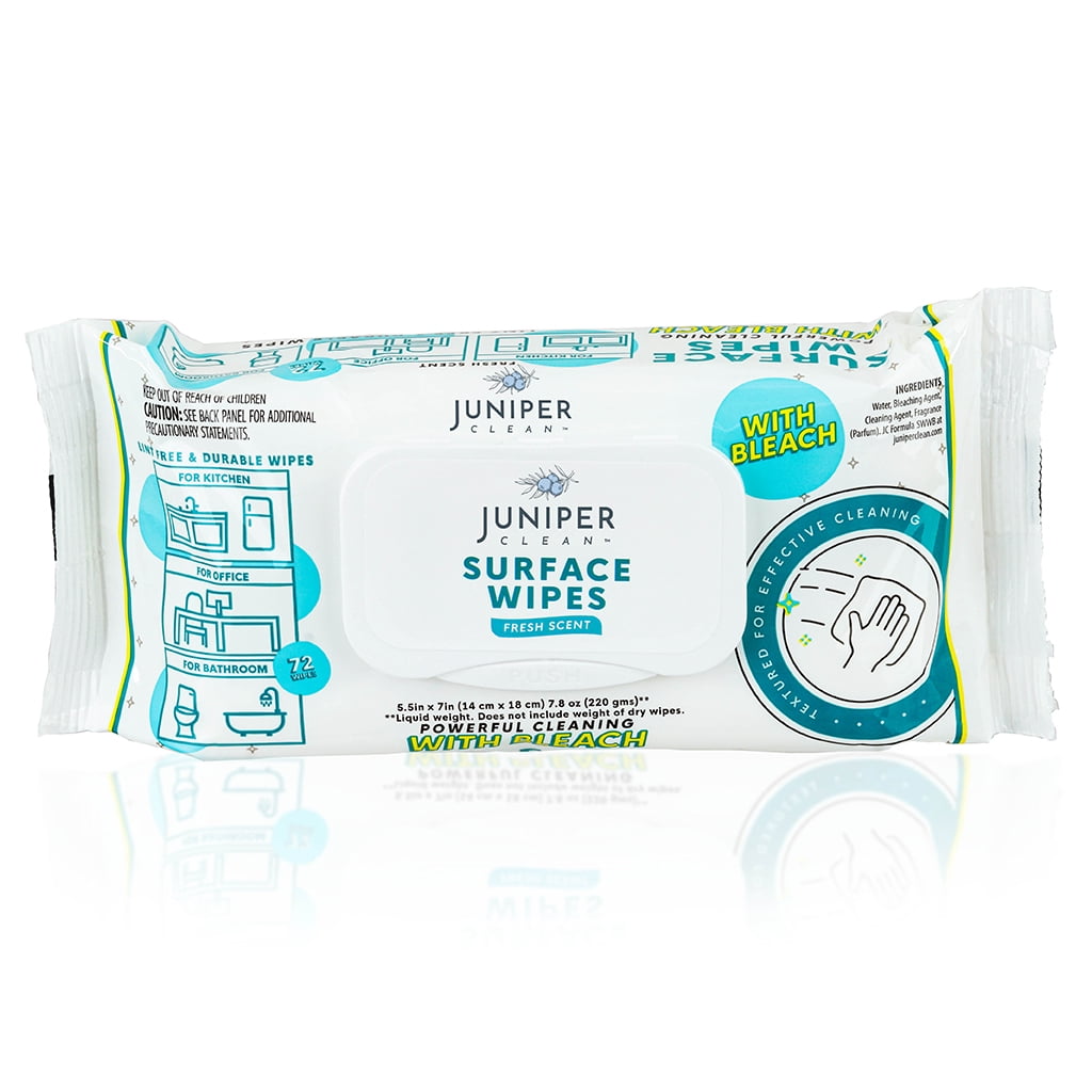 Juniper Clean Surface Cleaning Wipes With BLEACH, All-Purpose Cleaner I 72 sheets I (24 Pack)