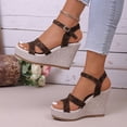 thumbnail image 5 of Dakaela Wedges Sandals for Women 2026 Comfortable Platform Summer Espadrille Shoes Ankle Strap Open Toe Dressy Beach Sandal Leopard Size 8.5, 5 of 9