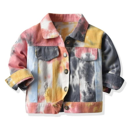 

VEKDONE Baby Boys Girls Clothes Clearance Fashion Kids Coat Boys Girls Thick Coat Denim Tie-dye Jacket Clothes Children s Jacket