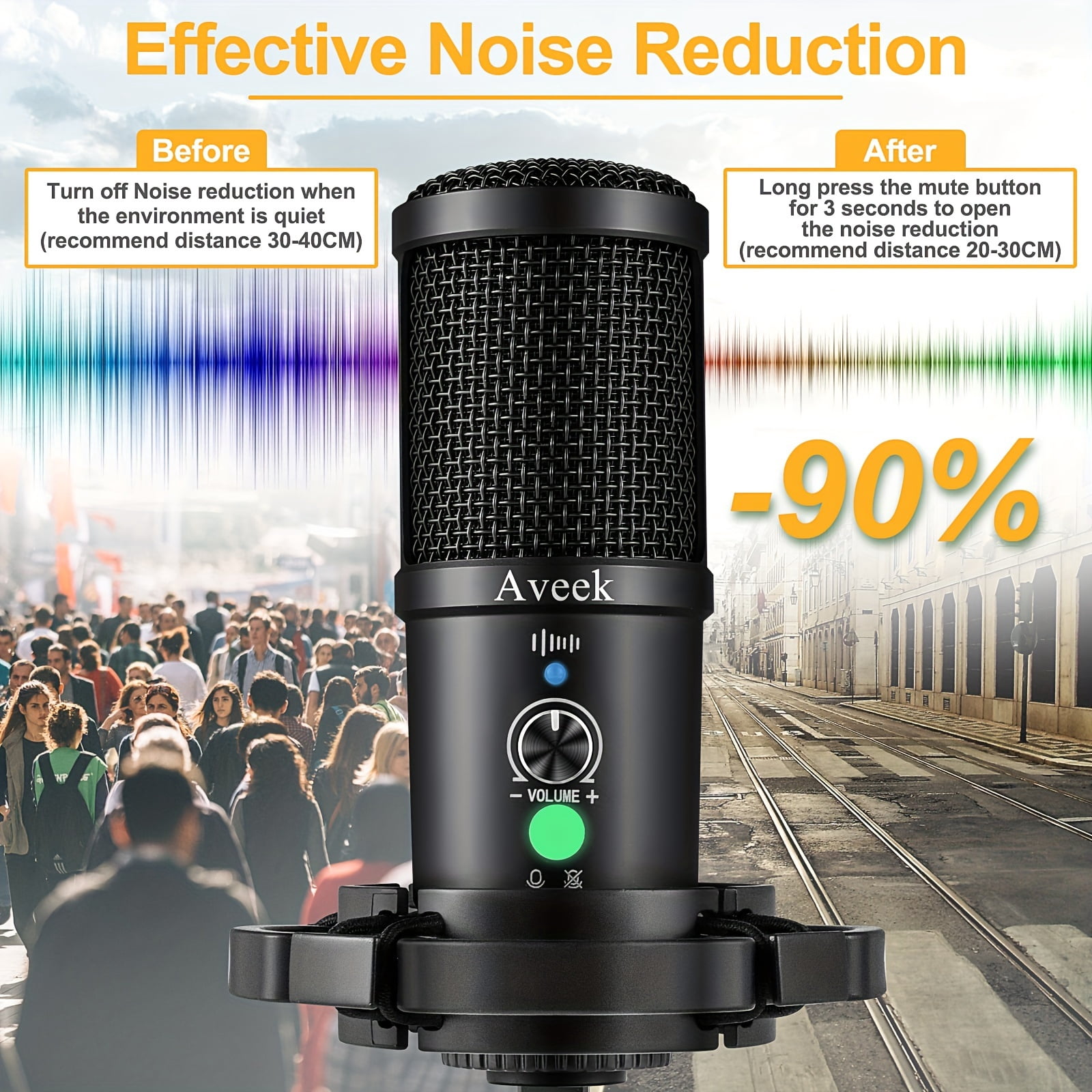 Professional USB Condenser Microphone Kit with Boom Arm, Pop Filter, Noise Reduction, 192kHz/24bit for Streaming, Podcast, Gaming, PC/Mac