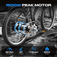thumbnail image 3 of Electric Bike for Adults, 1500W Peak E bike with 48V 12Ah Internal Removable Battery, 26" Electric Bicycle Up to 25MPH, 65 Miles Long Range, 5 Modes & 7 Speeds, Lightweight Cruiser E-bike for Commute, 3 of 9