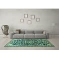 thumbnail image 3 of Ahgly Company Indoor Rectangle Medallion Turquoise Blue Traditional Area Rugs, 5' x 7', 3 of 4