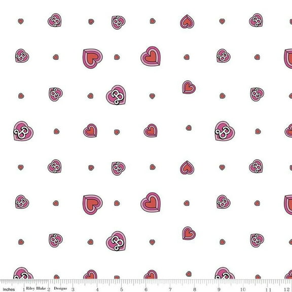 Barbie Malibu Hearts White Cotton Fabric