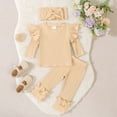 thumbnail image 2 of masbird Baby Girl Clothes 3 6 9 12 Months Outfits Long Sleeve Knitted Romper & Daisy Pants Fall Winter 3Pcs Clothes Sets,Beige,18-24 M, 2 of 5