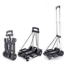 Folding Hand Truck Lightweight Trolley,Small Utility Dolly cart with 4 Wheels & 2 Elastic Ropes,Portable Backpack Trolley,Luggage cart,Dolly,Grocery cart,Travel,Moving,Shopping.Aluminum Pole,Black
