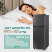TACOOL Refrigerator with Top Freezer 4.5Cu.ft Two Door Small Mini Fridge with Extra Drink Space for Home Office Dorm Grey