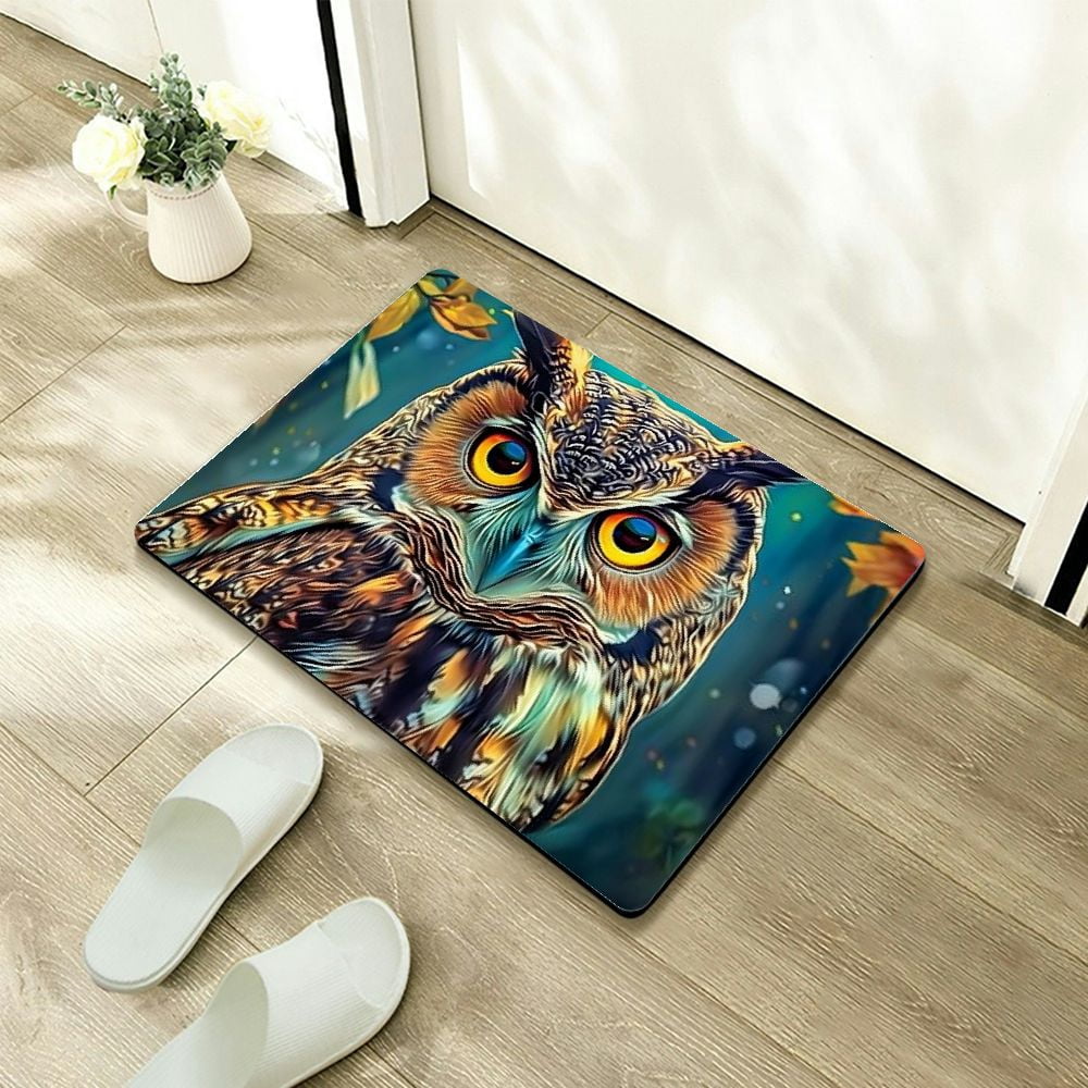 Shiartex Owl Theme Floor Mat Rug for Home Entrance, Durable Non-Slip Indoor Outdoor Doormat 24x16in