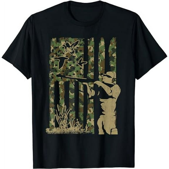 American Flag Duck Hunting-Shirt Camo Funny Hunter Kids Men T-Shirt