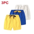thumbnail image 2 of Atogsazn Toddler Boys 3 Pack Jogger Shorts Kids Casual Athletic Elastic Waist Drawstring Short Pants with Pocket Summer Yellow 4-5 Years Fashion, 2 of 9