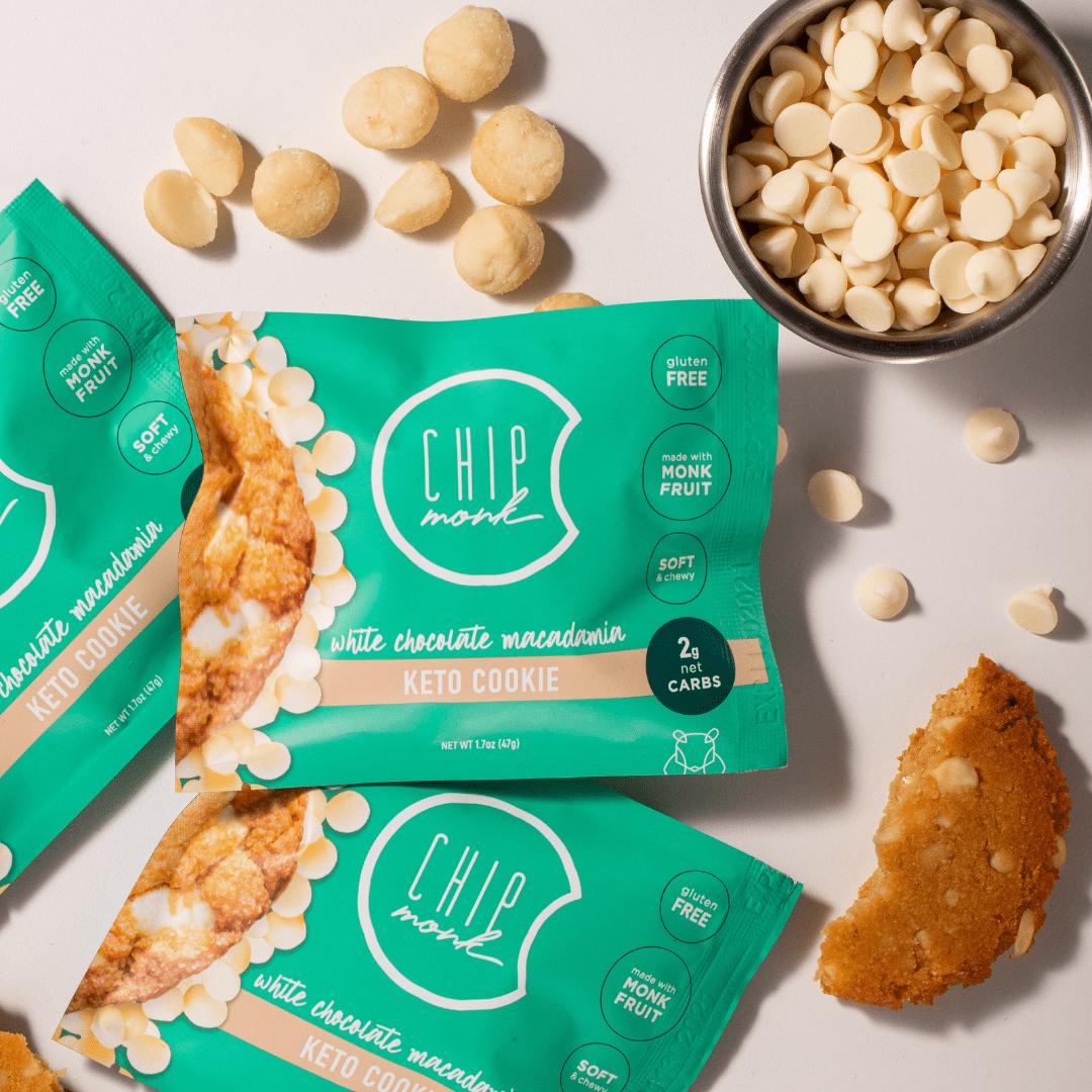 ChipMonk Keto Cookies, White Chocolate Macadamia - Low Carb Keto Friendly Snacks, Dessert, Gluten-Free, High Fat and Protein, Low Sugar