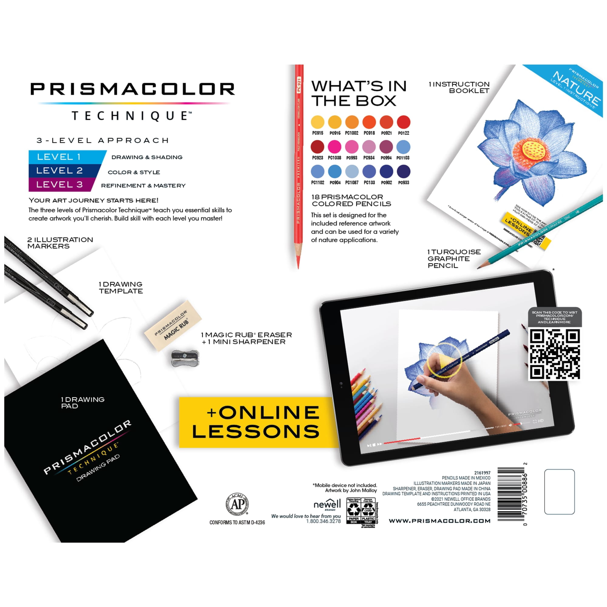 Prismacolor Technique, Art Supplies and Digital Art Lessons, Nature Drawing Set, Level 1, Learn to Draw with Colored Pencils, Graphite Pencils, and More, Flower Drawing, 26 Count