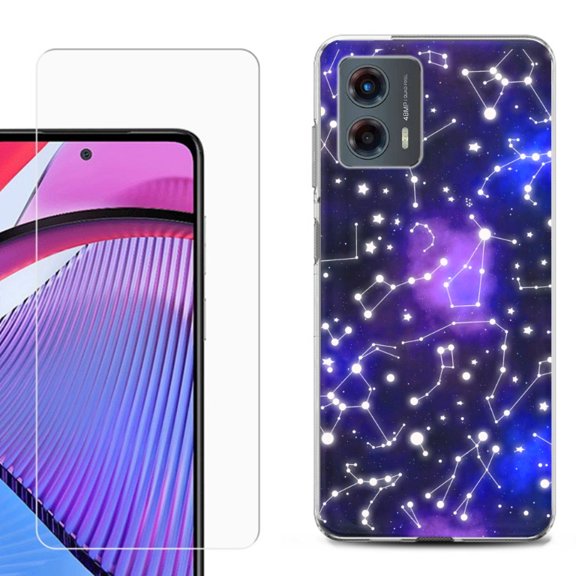 OneToughShield ® Compatible with Motorola Moto G 5G 2023, Shockproof Phone Case, with Tempered Glass Screen Protector - Constellations