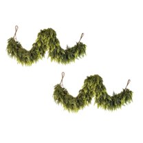 6ft Christmas Garlands Thick and Lush Norfolk Pine Garland Real Touch Artificial Greenery Garland for Table, Mantle, Staires, Wall Holiday Indoor Outdoor Christmas Decorations,Green/2PCS