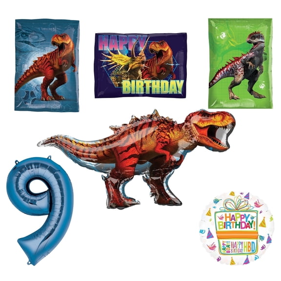Jurassic World Dinosaur 9th Birthday Party Supplies and Balloon Decorations