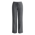 thumbnail image 4 of QUNYINEY Straight Leg Women's Pants Gray Casual Cotton Linen Pants Relaxed Fit Elastic Waist with Pockets Summer Drawstring Pants, 4 of 7