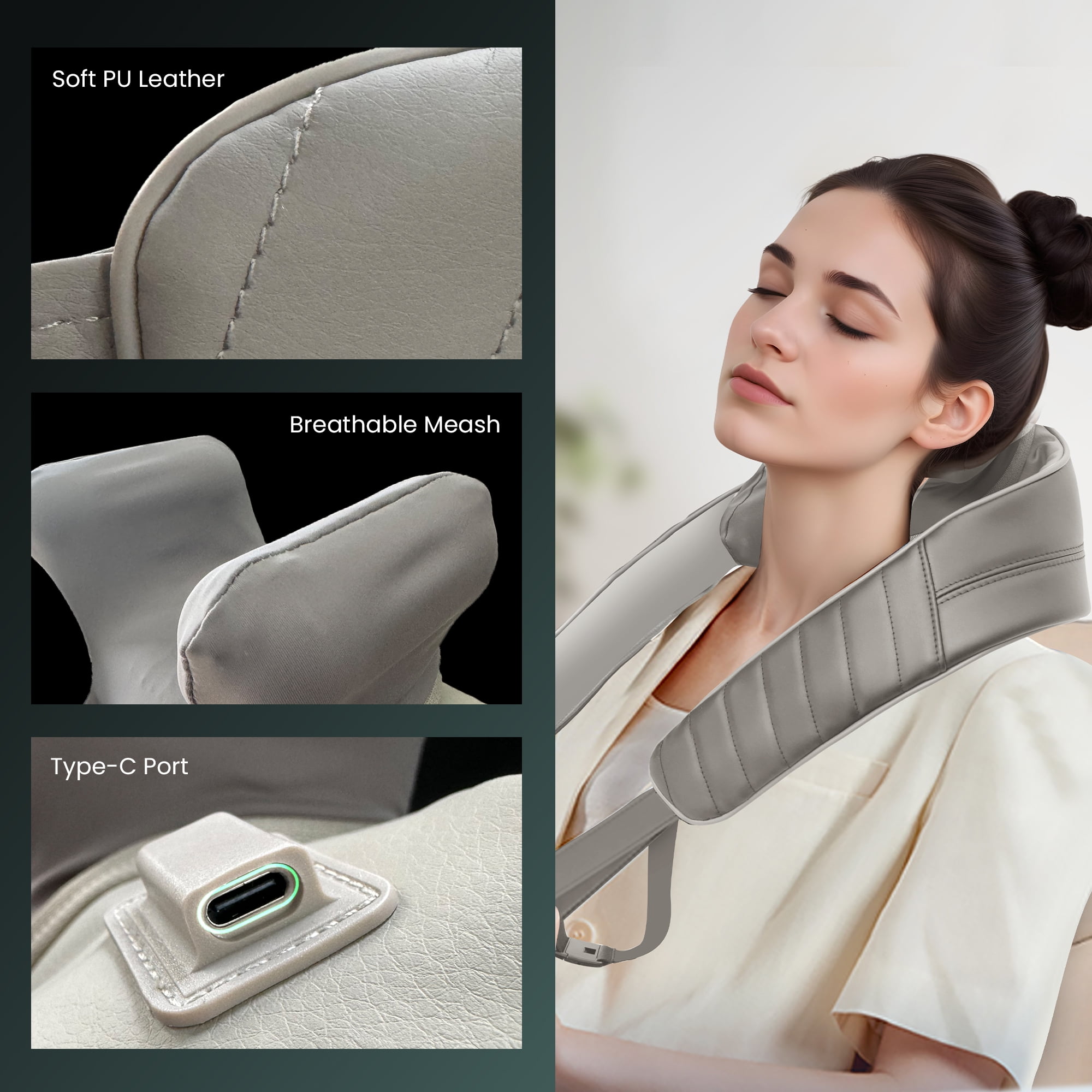 Snailax Cordless Shiatsu Neck & Shoulder Massager with Heat for Pain Relief, Deep Tissue Kneading, Gifts