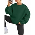 thumbnail image 3 of Women Oversized Sweatshirts Hoodie Fleece Crew Neck Long Sleeve Sweaters Comfy Fall Fashion Outfits Dark Green S, 3 of 9