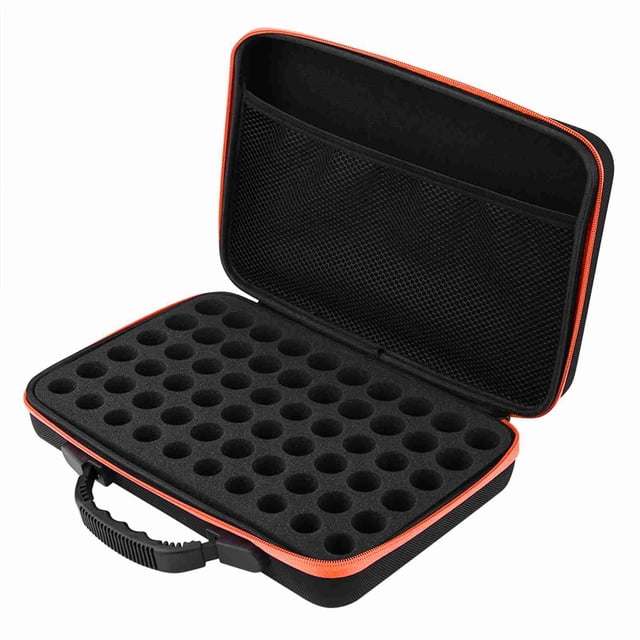Estuche rígido para transportar aceites esenciales, 60 botellas, apto para botellas de 5 ml y 15 ml (naranja)