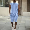 thumbnail image 2 of Stamzod Men Short Sets Outfits 2 Piece Fashion Solid Color Sleeveless Tank Tops and Shorts Casual Loose Plus Size Summer Outfits for Men Sky Blue XXL, 2 of 6