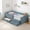Navy + Boucle, variant on Twin Size Safe & Cozy Multi-Functional Bed with Guardrails and Storage, Bed with Safety Step Stool, Boucle Fabric,Orange