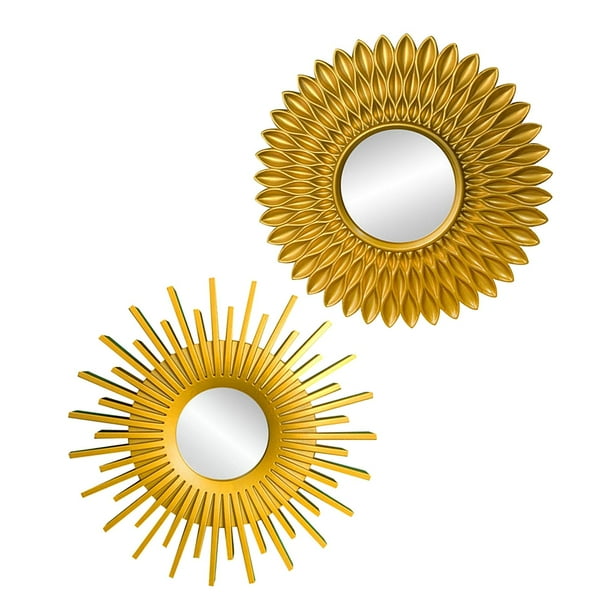 2 Espejos Colgantes de Arte de Estilo Europeo, Tocador de Baño, Sala de Estar, Baños, Espejos Decorativos en La Pared, Accesorios para Fotos Sunnimix Espejo redondo de pared