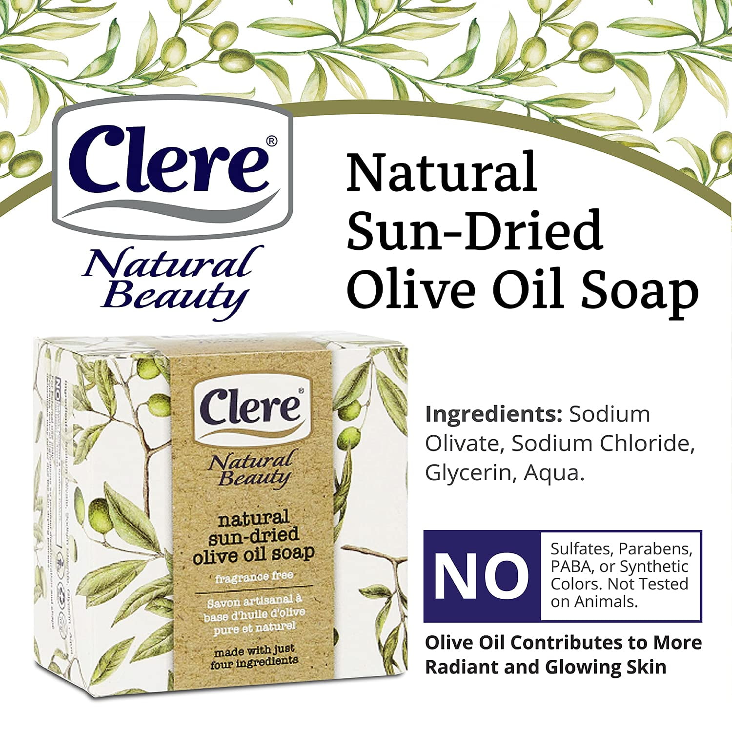 CLERE Natural Sun Dried Olive Oil Soap (200g) CLERE Natural Sun Dried Olive Oil Soap (200g)