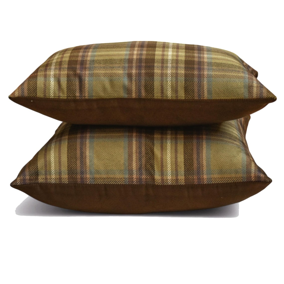 Winter Plaid Throw Pillow cover, 14"x14" Orange Velvet Decorative Pillow Cover, Modern Plaid Farmhouse Buffalo Check Pillow Cover For Sofa Couch, Hotels, living Room, Bed Room - Plaidscape Orange