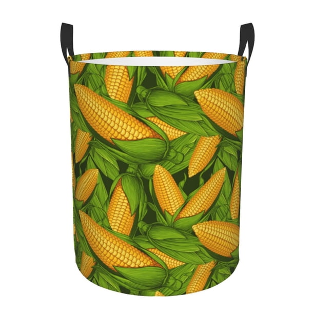 Balery Fresh Corn 1 Cesta de ropa redonda con asas, impermeable, independiente, para ropa, juguetes, dormitorio y familia-Medium