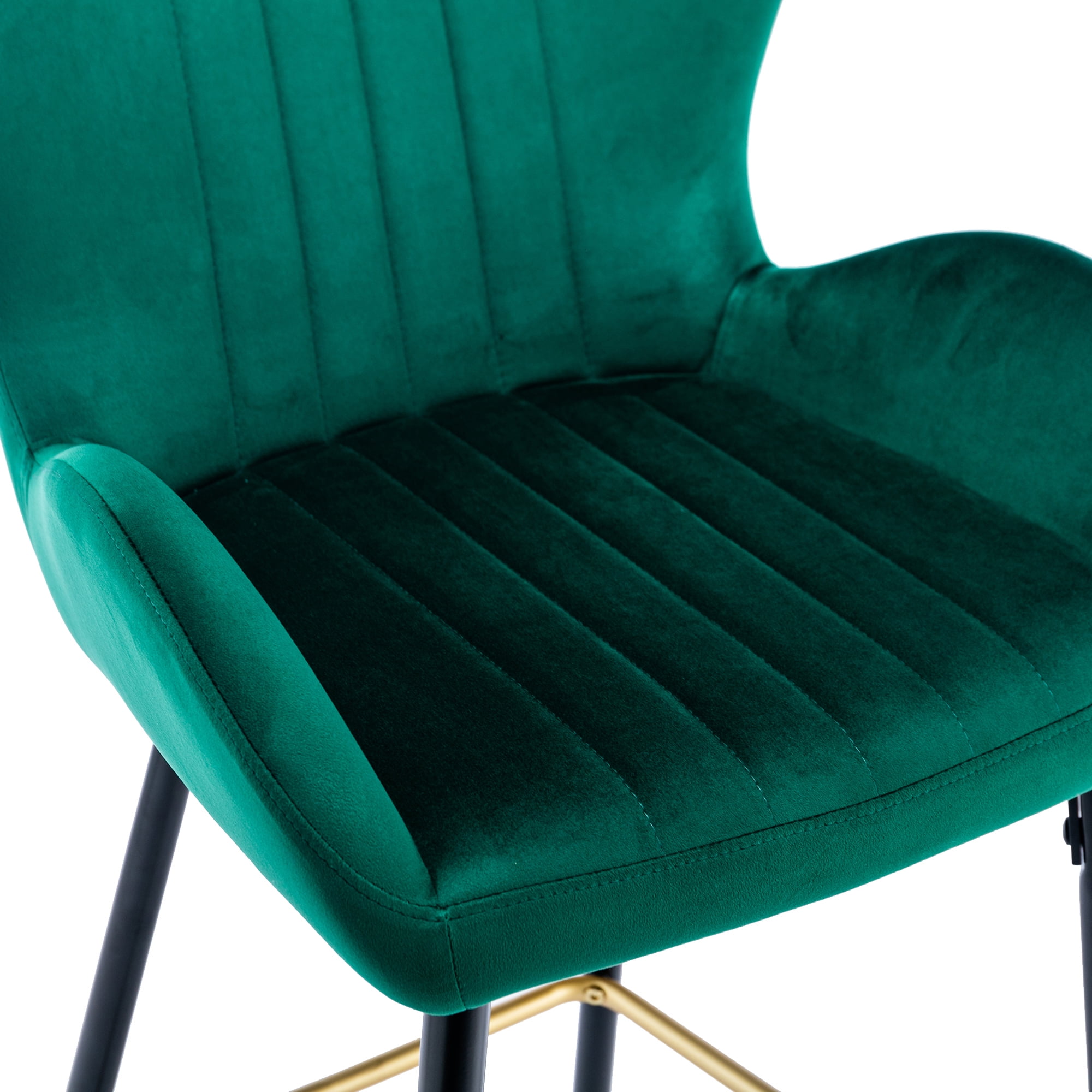 Resenkos Bar Stools Set of 2,Modern Velvet Breakfast Dining Chairs with Back and Footrest(Emerald) Resenkos Bar Stools Set of 2,Modern Velvet Breakfast Dining Chairs with Back and Footrest(Emerald)