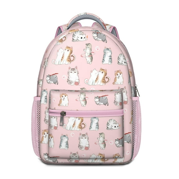 Funny Cat and Paw Print School Backpack – Cute Pet Lovers Bag with Cartoon Pattern for Cat Fans