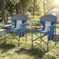 thumbnail image 4 of Gymax 2 Pcs Camping Chair Oversized Padded Portable Directors Chair w/ Side Table Navy & Gray, 4 of 10
