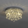 thumbnail image 5 of 6-Light Crystal Chandelier, Semi Flush Mount Round K9 Crystal Raindrop Ceiling Lighting Fixture D14 X H9.5 for Living Room Hallway Dining Room, G9 Bulbs Base (Silver), 5 of 9