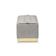 thumbnail image 4 of Powell Glam and Luxe Grey Velvet Fabric Upholstered and Gold PU Leather Storage Ottoman, 4 of 5