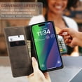 thumbnail image 4 of Dteck Wallet Case for iPhone 15 Plus, Handmade Retro Durable Soft PU Leather Magnetic Closure Flip Anti-Fall Shockproof Case with Kickstand and Card Slots Protective Cover for iPhone 15 Plus, Coffee, 4 of 5