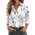 thumbnail image 2 of Womens Button Down Shirts Loose Fit Long Sleeve Collared Blouse Casual V Neck Tops Outfits Light Blue M, 2 of 7