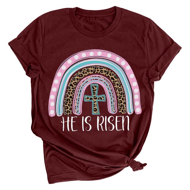 RKSTN Plus Size Tops for Women Easter Eggs Printing Short Sleeve Crew Neck Tops Fashion Solid Color Soft Blouse Tops