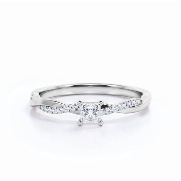 1 Carat Princess-Cut Moissanite Infinity Engagement Ring in 18K White Gold over Silver