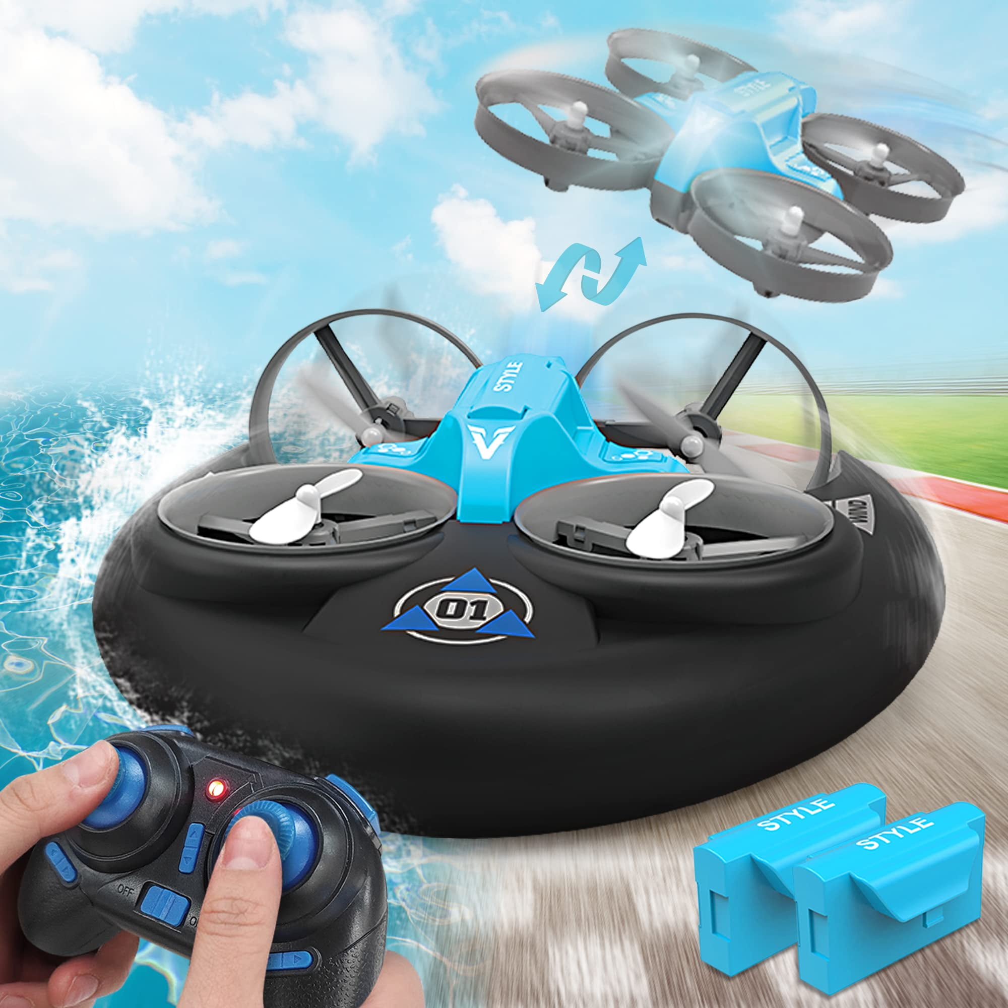 3 in 1 Multifunction Sea Land Air Toys, RC Boat for kids 6812 Years