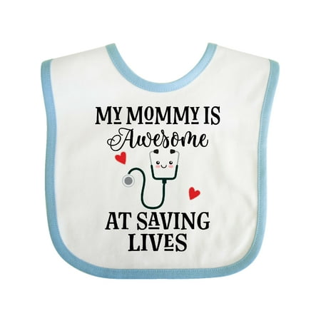 

Inktastic Nurse Doctor My Mommy is Awesome at Savings Lives Gift Baby Boy or Baby Girl Bib