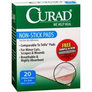 Curad Non-Stick Pads 3 Inches X 4 Inches 20 Each (Pack of 4)