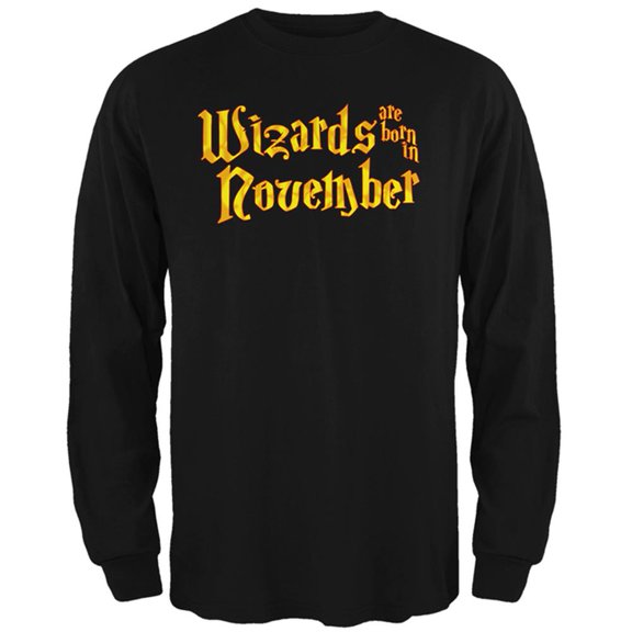 Wizards are born in November Mens Long Sleeve T Shirt Black LG