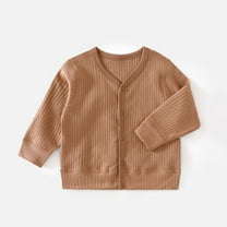 NAISIBABY Girls Cardigan Sweater, Lightweight Long Sleeve Buttons Casual Loose Knitted Coat Brown 9Months