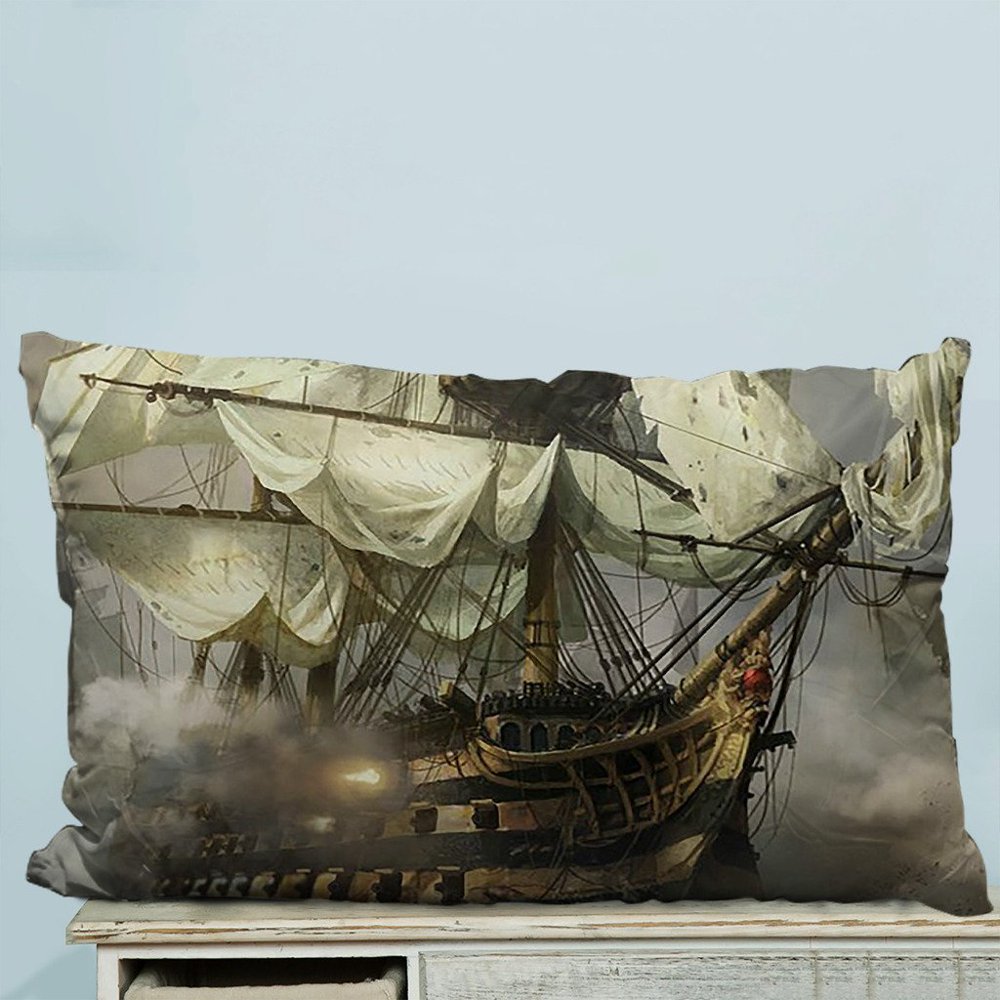 GCKG Cool Pirate Ship Pillow Case Pillow Cover Pillow Protector Two